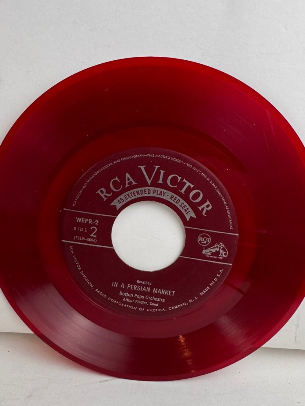 Boston Pops Arthur Fiedler RCA Victor Red Seal 7" Red Vinyl 45 RPM EP WEPR-2